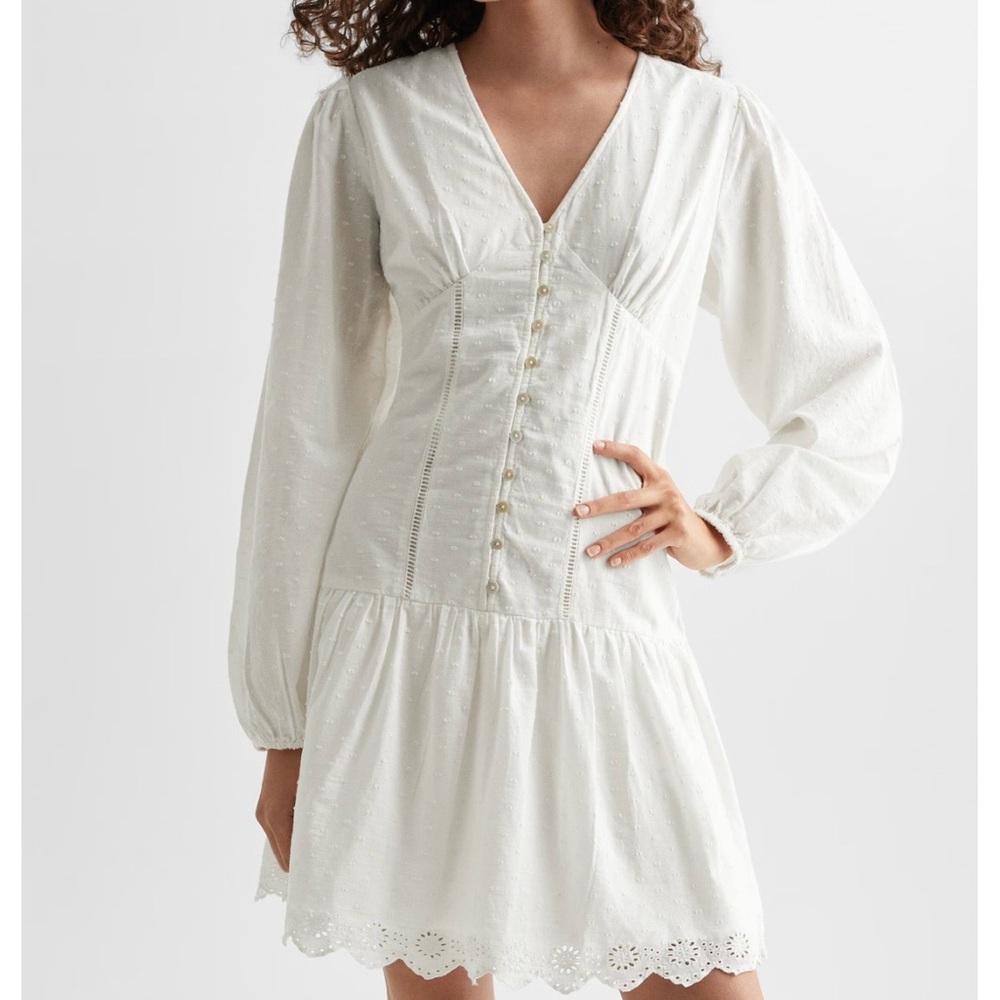 Mango • Teen Girls White Buttons Cotton Dress (NWT)